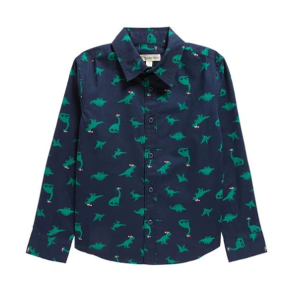 NWT TUCKER + TATE ~ 100% Cotton Kids' Peacoat Holiday Dinos Print Shirt Size 3